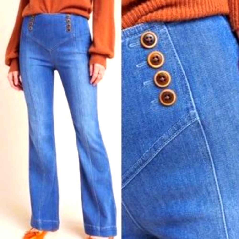 ANTHROPOLOGIE | PILCRO AND THE LETTERPRESS WIDE LEG BOHO JEANS SIZE 28